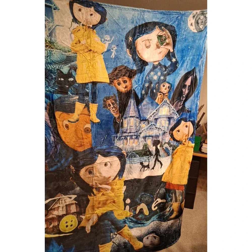 Coraline Themed 50x60 Inch Throw Blanket Cover Soft Bedding Gift, Wall Decor